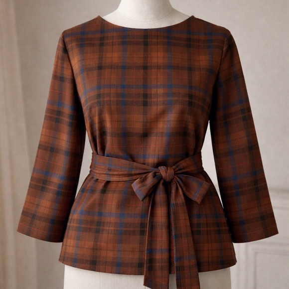 Ann Taylor Tops - Ann Taylor Brown and Blue Plaid Blouse